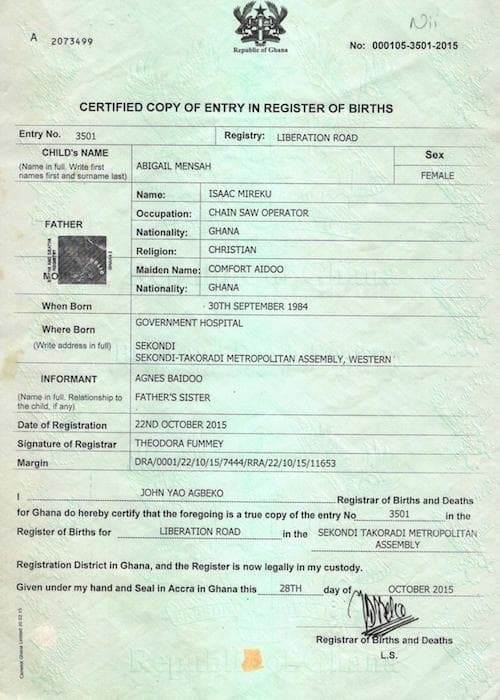 Birth Certificate